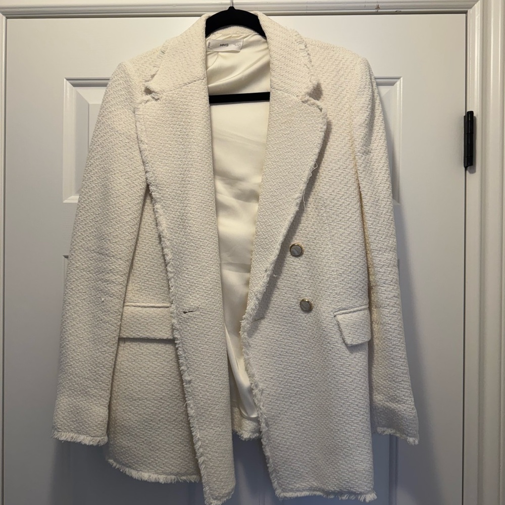 Mango Cream Textured Blazer